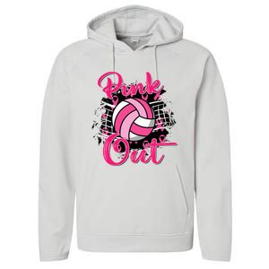 Out Breast Cancer Awareness Volleyball Performance Fleece Hoodie