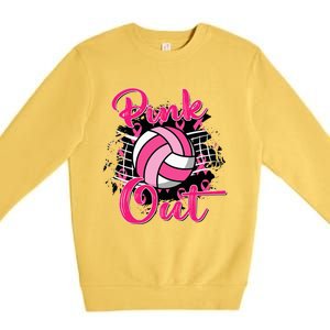 Out Breast Cancer Awareness Volleyball Premium Crewneck Sweatshirt