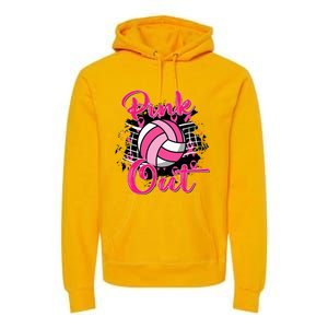 Out Breast Cancer Awareness Volleyball Premium Hoodie