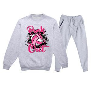 Out Breast Cancer Awareness Volleyball Premium Crewneck Sweatsuit Set