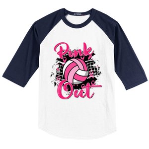 Out Breast Cancer Awareness Volleyball Baseball Sleeve Shirt