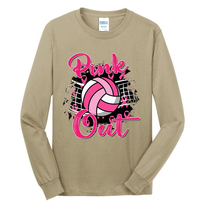 Out Breast Cancer Awareness Volleyball Tall Long Sleeve T-Shirt