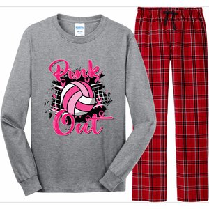 Out Breast Cancer Awareness Volleyball Long Sleeve Pajama Set