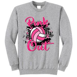 Out Breast Cancer Awareness Volleyball Tall Sweatshirt