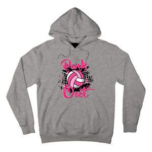 Out Breast Cancer Awareness Volleyball Tall Hoodie