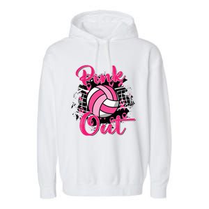 Out Breast Cancer Awareness Volleyball Garment-Dyed Fleece Hoodie