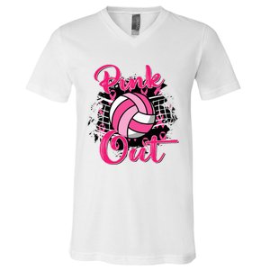 Out Breast Cancer Awareness Volleyball V-Neck T-Shirt