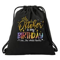 October Birthday Celebration Tie Dye Gift Drawstring Bag