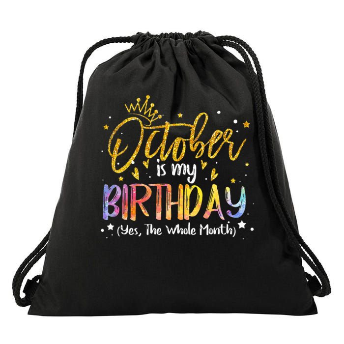 October Birthday Celebration Tie Dye Gift Drawstring Bag