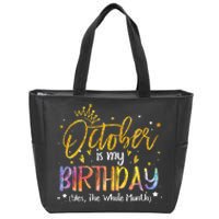 October Birthday Celebration Tie Dye Gift Zip Tote Bag