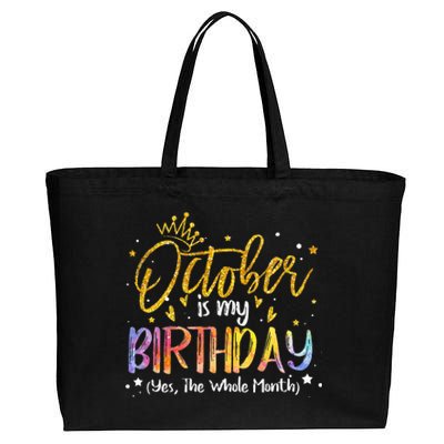 October Birthday Celebration Tie Dye Gift Cotton Canvas Jumbo Tote