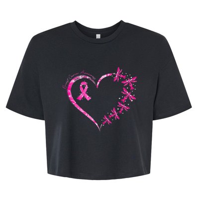 October Breast Cancer Awareness Dragonfly Bella+Canvas Jersey Crop Tee