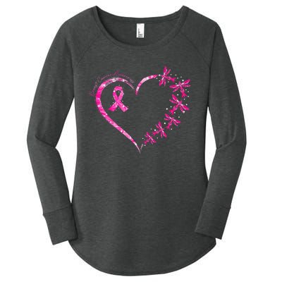 October Breast Cancer Awareness Dragonfly Women's Perfect Tri Tunic Long Sleeve Shirt