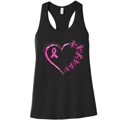 October Breast Cancer Awareness Dragonfly Women's Racerback Tank