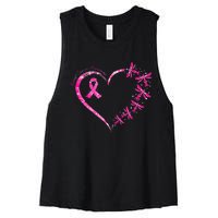 October Breast Cancer Awareness Dragonfly Women's Racerback Cropped Tank