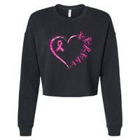 October Breast Cancer Awareness Dragonfly Cropped Pullover Crew