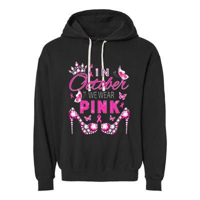 October Breast Cancer Awareness Ribbon Support Garment-Dyed Fleece Hoodie