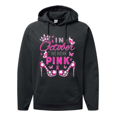 October Breast Cancer Awareness Ribbon Support Performance Fleece Hoodie