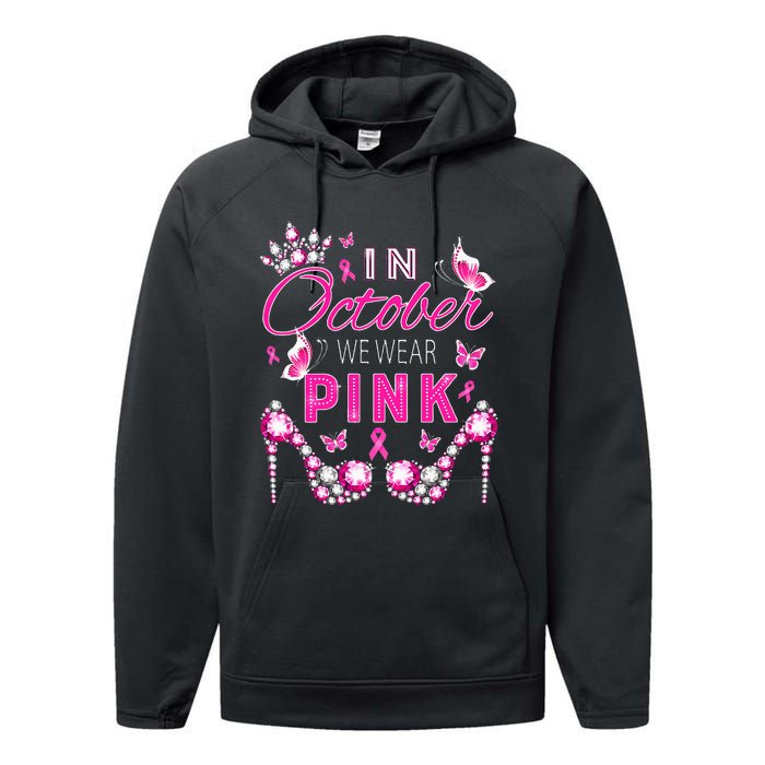 October Breast Cancer Awareness Ribbon Support Performance Fleece Hoodie