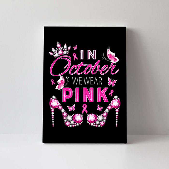 October Breast Cancer Awareness Ribbon Support Canvas