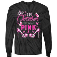 October Breast Cancer Awareness Ribbon Support Tie-Dye Long Sleeve Shirt