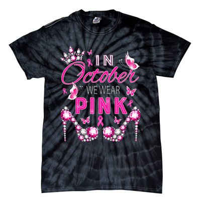 October Breast Cancer Awareness Ribbon Support Tie-Dye T-Shirt