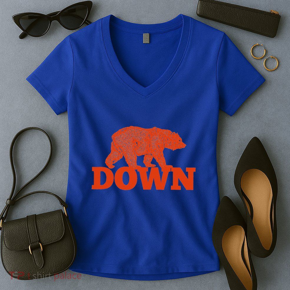 Orange Bear Custom Classic Down Women's V-Neck T-Shirt