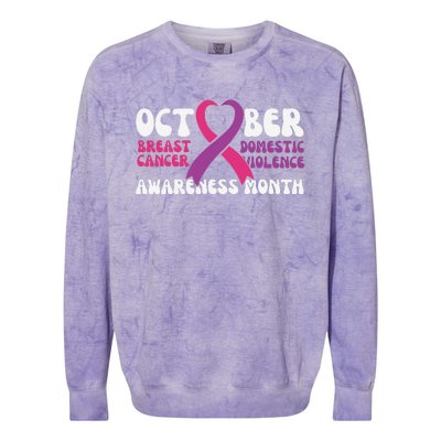 October Breast Cancer And Domestic Violence Awareness Month Colorblast Crewneck Sweatshirt