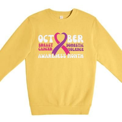 October Breast Cancer And Domestic Violence Awareness Month Premium Crewneck Sweatshirt