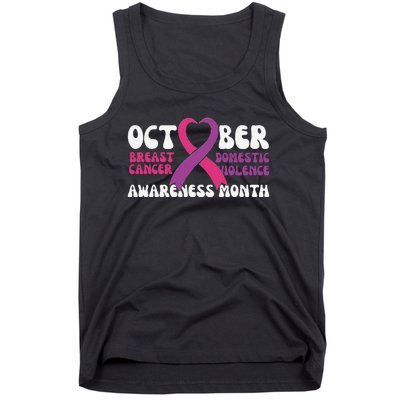 October Breast Cancer And Domestic Violence Awareness Month Tank Top