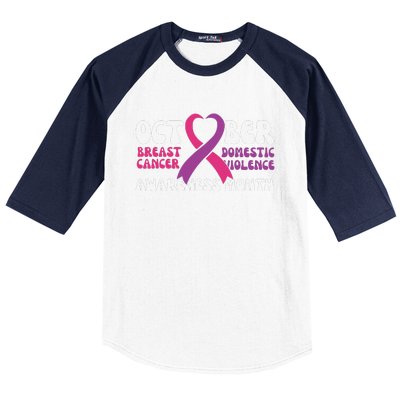 October Breast Cancer And Domestic Violence Awareness Month Baseball Sleeve Shirt