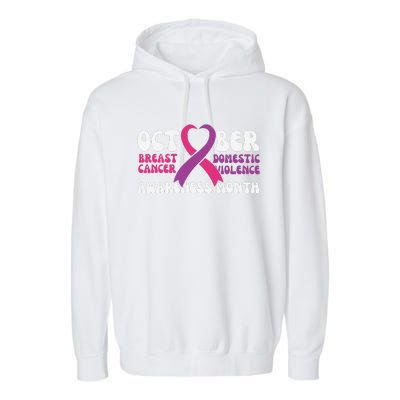 October Breast Cancer And Domestic Violence Awareness Month Garment-Dyed Fleece Hoodie