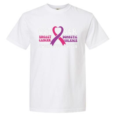 October Breast Cancer And Domestic Violence Awareness Month Garment-Dyed Heavyweight T-Shirt