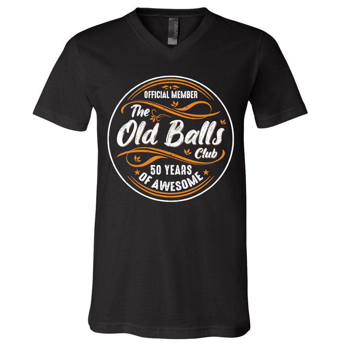 Old Balls Club 50th Birthday Funny 50 Years Of Awesome 1973 V-Neck T-Shirt