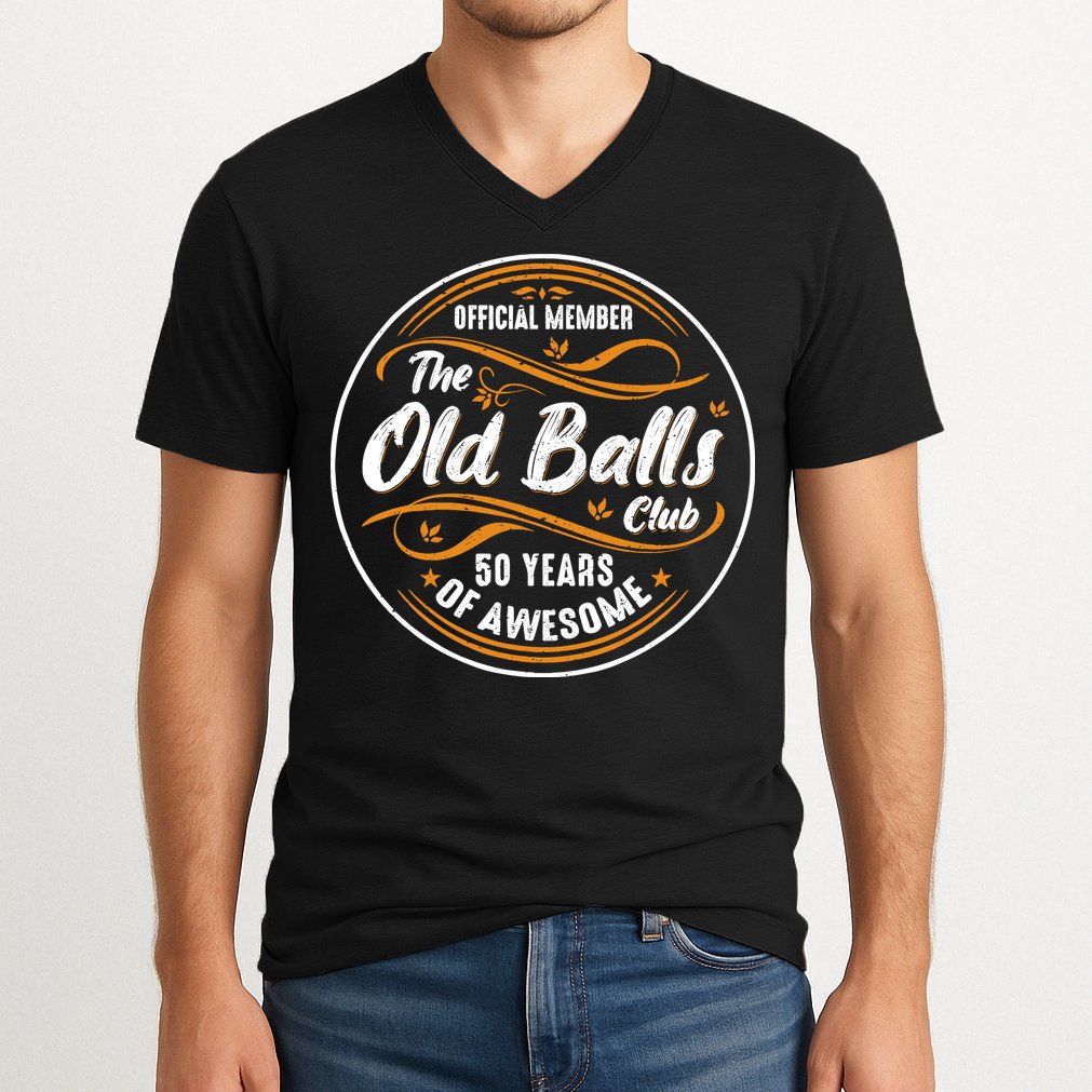 Old Balls Club 50th Birthday Funny 50 Years Of Awesome 1973 V-Neck T-Shirt