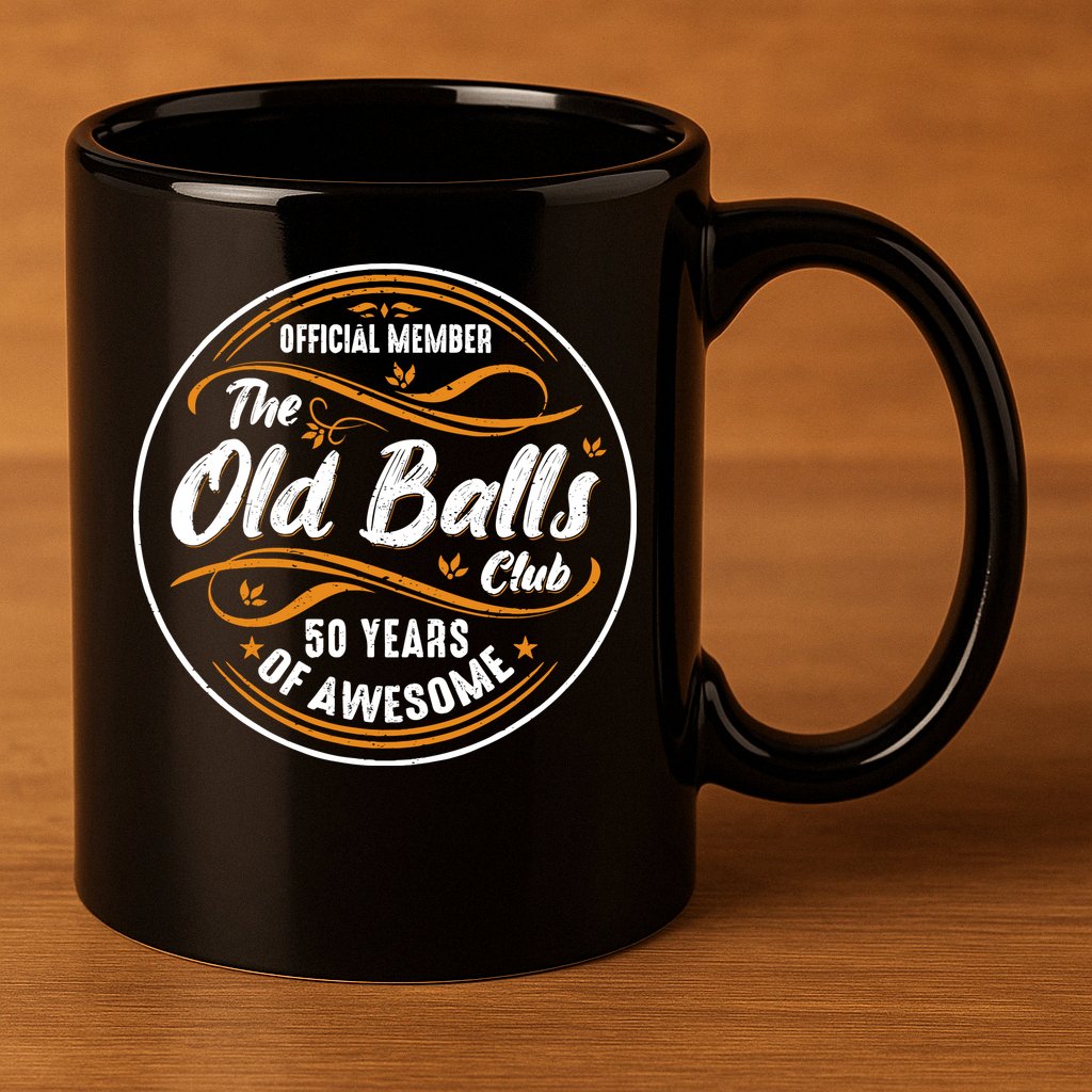 Old Balls Club 50th Birthday Funny 50 Years Of Awesome 1973 11oz C Handle Ceramic Mug
