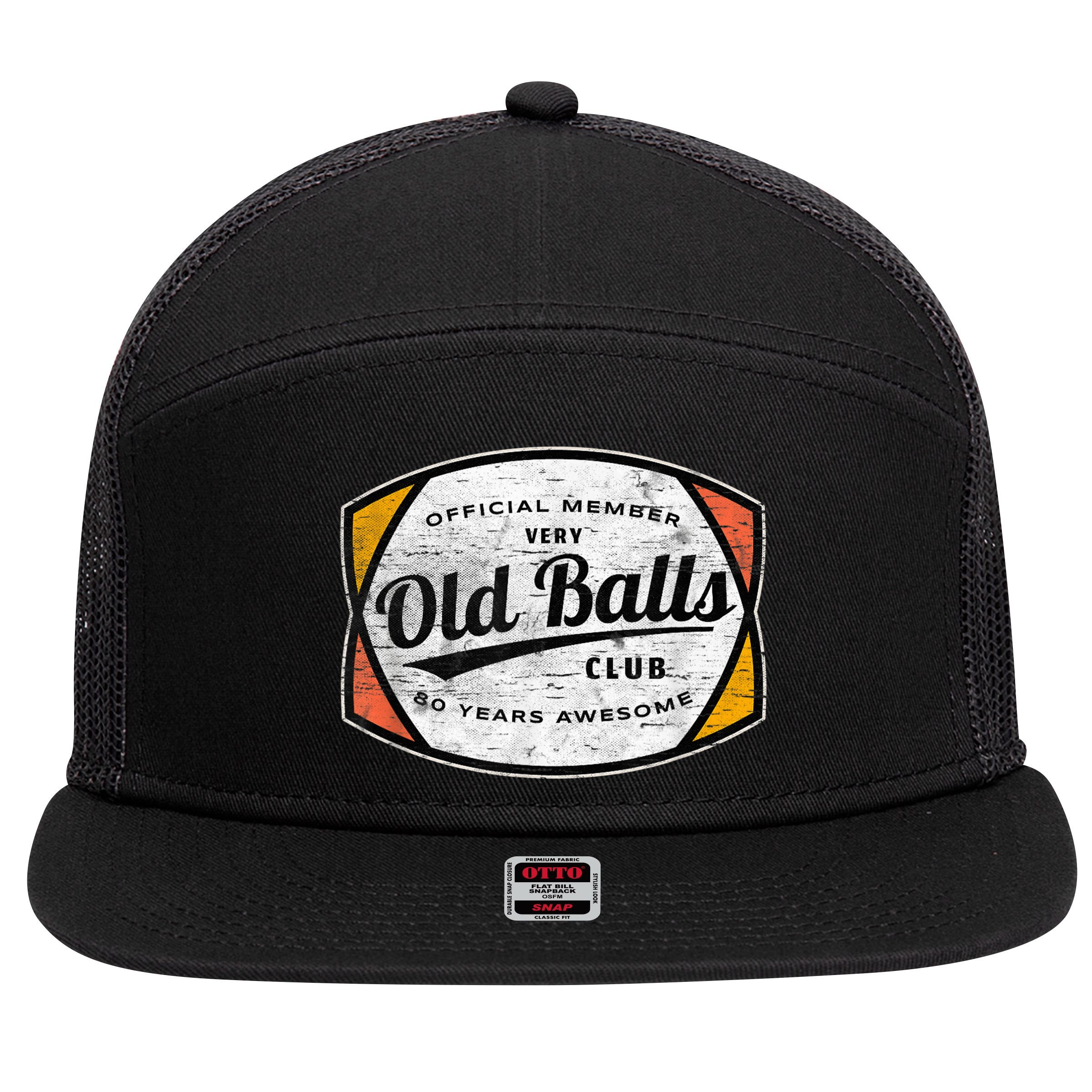  Old Balls Club 80 Years of Awesome 1940 Funny 80th Birthday 7 Panel Mesh Trucker Snapback Hat
