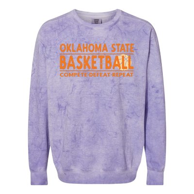 Oklahoma Basketball Compete Defeat Repeat Colorblast Crewneck Sweatshirt