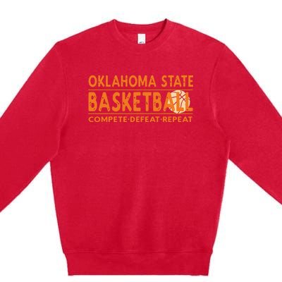 Oklahoma Basketball Compete Defeat Repeat Premium Crewneck Sweatshirt