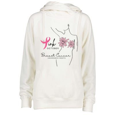 October Breast Cancer Awareness Month Womens Funnel Neck Pullover Hood