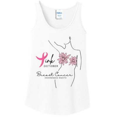 October Breast Cancer Awareness Month Ladies Essential Tank