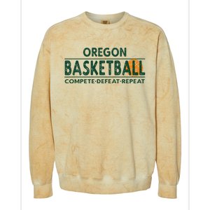 Oregon Basketball Compete Defeat Repeat Colorblast Crewneck Sweatshirt