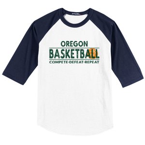 Oregon Basketball Compete Defeat Repeat Baseball Sleeve Shirt