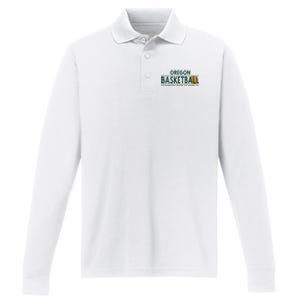 Oregon Basketball Compete Defeat Repeat Performance Long Sleeve Polo