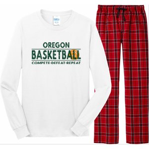 Oregon Basketball Compete Defeat Repeat Long Sleeve Pajama Set