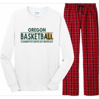 Oregon Basketball Compete Defeat Repeat Long Sleeve Pajama Set