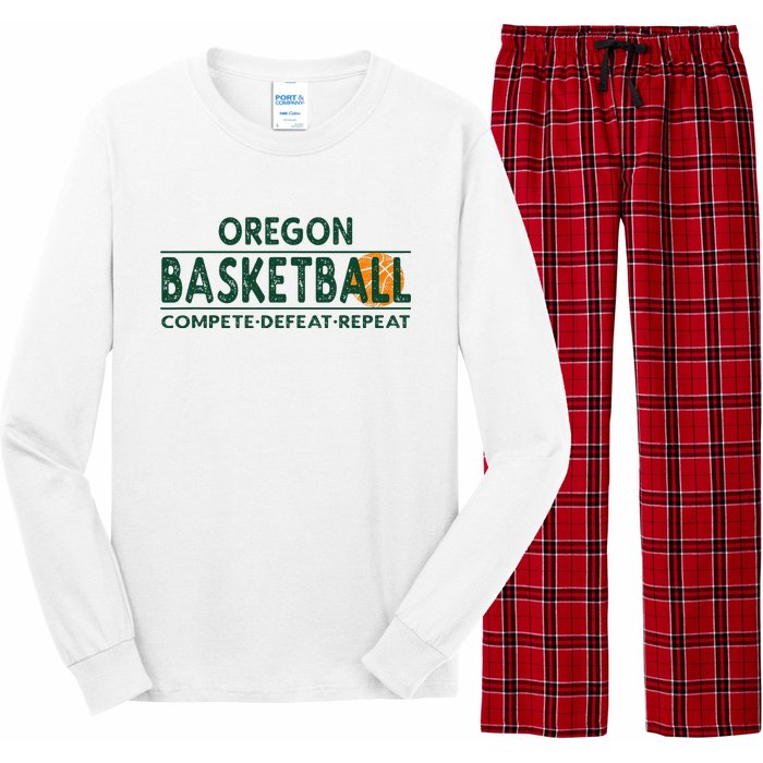 Oregon Basketball Compete Defeat Repeat Long Sleeve Pajama Set