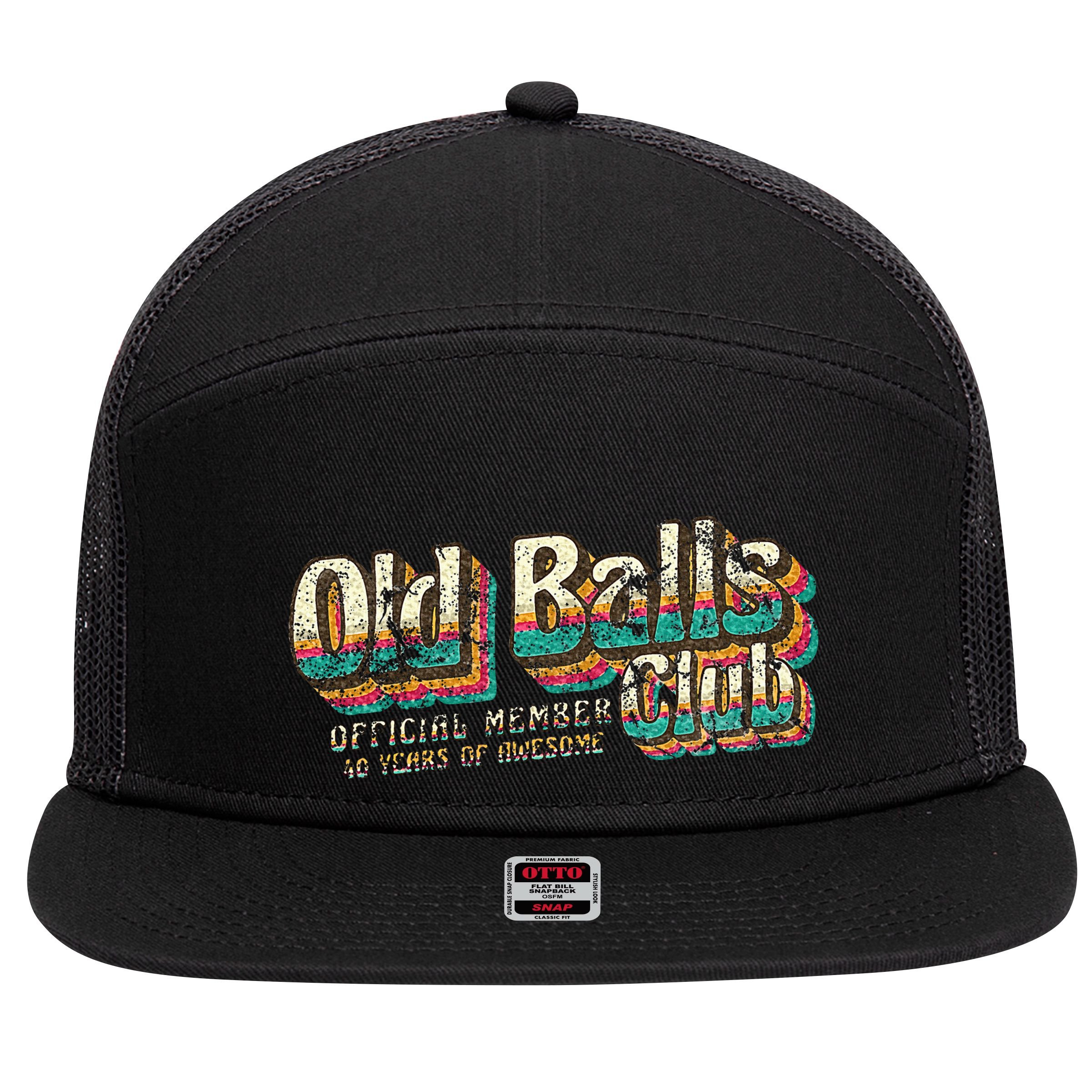 Old Balls Club 40 Funny 40th Birthday 40 Years Of Awesome 7 Panel Mesh Trucker Snapback Hat