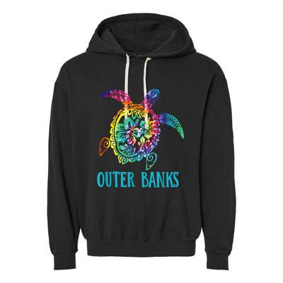 Outer Banks Carolina Sea Turtle Hibiscus Tie Dye Summer Garment-Dyed Fleece Hoodie