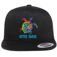 Outer Banks Carolina Sea Turtle Hibiscus Tie Dye Summer Flat Bill Trucker Hat